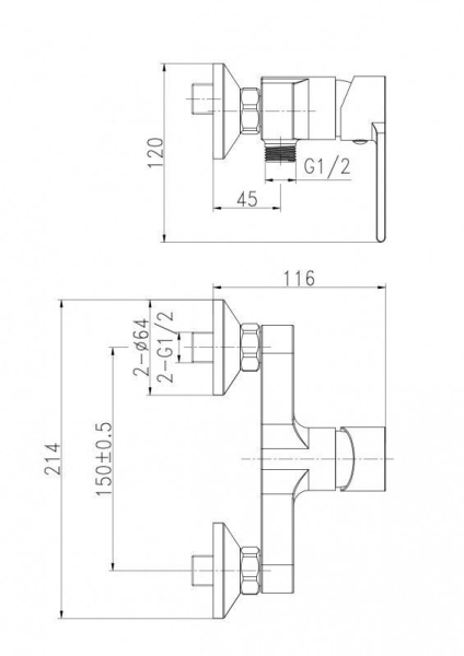Смеситель для душа Cersanit BRASKO однорычажный, 63022