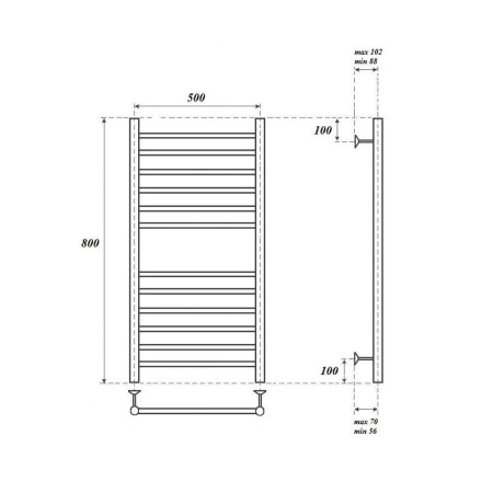 Полотенцесушитель электрический Point PN10158SE П12 500x800 левый/правый, хром