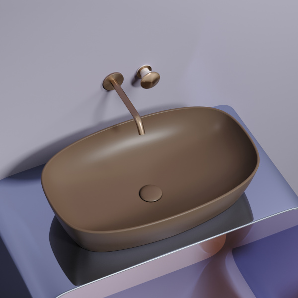 Умывальник Ceramicanova чаша накладная овальная (цвет Капучино Матовый) Element 600x380x138мм