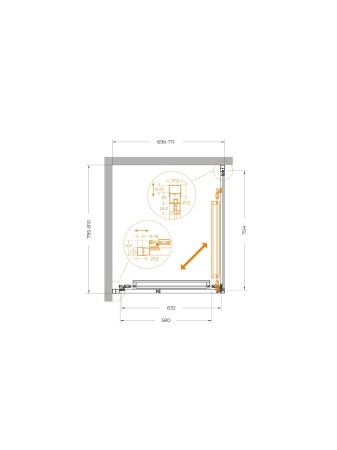 Душевой уголок CEZARES LUX-AH-FS-1-70/80-C-CR