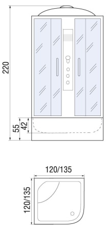 Душевая кабина River TEMZA 120/120/55 ТН, 120x120x220