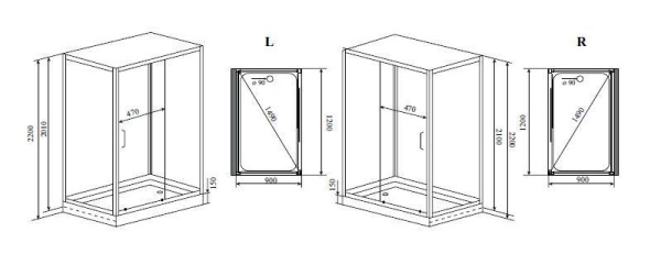 Душевая кабина Timo Premium HELMA Н-520 L 90x120x220