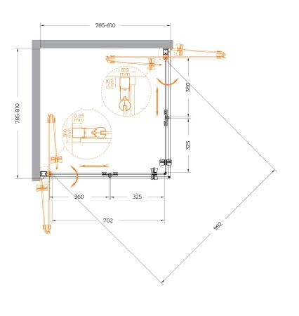 Душевой уголок CEZARES ECO-O-AS-2-80-C-Cr