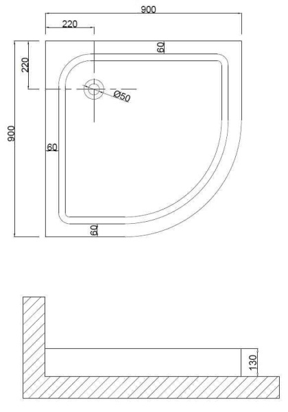 Душевой поддон Niagara Nova NG-90-90, 90х90х13, полукруг