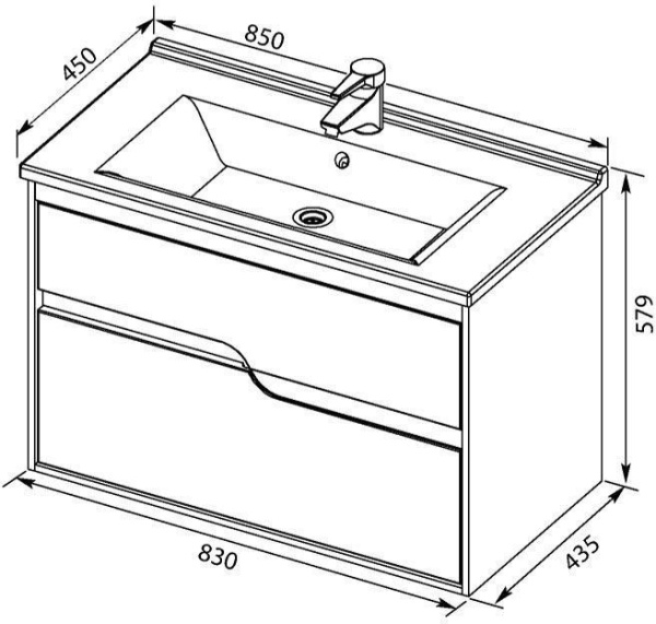 Тумба с раковиной Aquanet Модена 85 белый