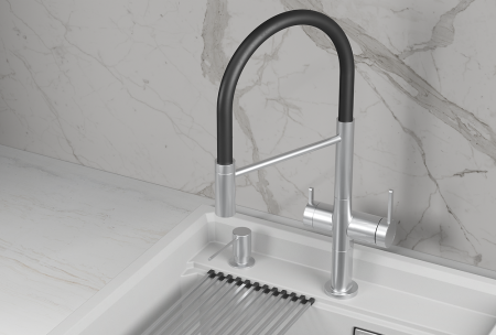 Смеситель для кухни Granula Kitchen Space 8277 нержавеющая сталь, подключение к фильтру, гибкий излив