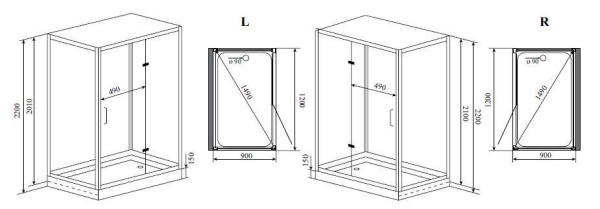 Душевая кабина Timo Premium PURO Н-510 L 90x120x220