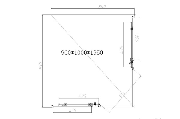 Душевой уголок Vincea Slim-N VSS-4SN9010CL, 1000*900, хром, стекло прозрачное