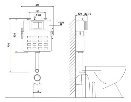 Инсталляция ABBER AC0104 для приставного унитаза