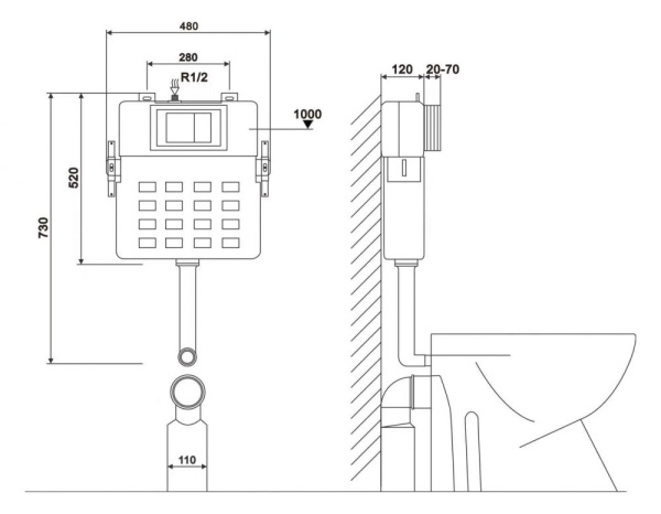 Инсталляция ABBER AC0104 для приставного унитаза
