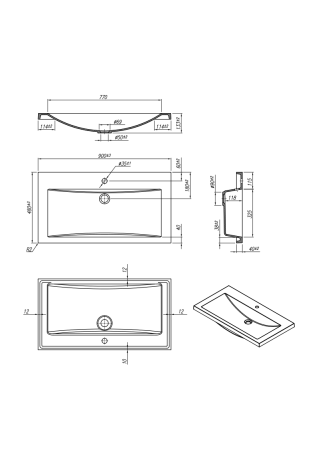 Умывальник RoxenBath Iris 90 3001490