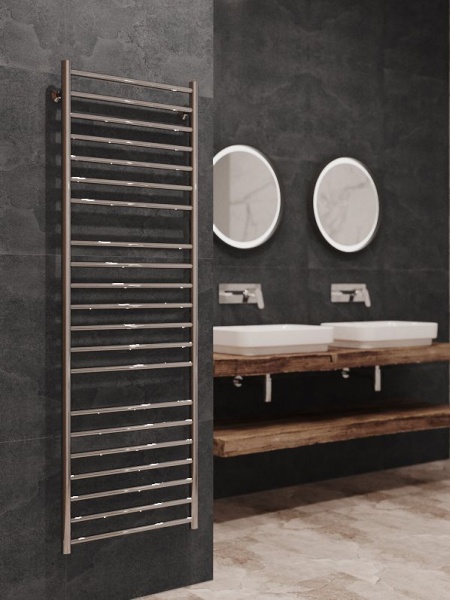 Полотенцесушитель водяной Stinox Toscana Luxe 500x1600, нижнее подключение, хром, 1" НР (наружная резьба), 21 перекладина