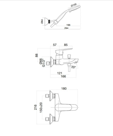 Смеситель для ванны Fiore Kevon 81NN8150, черный