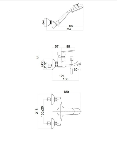 Смеситель для ванны Fiore Kevon 81NN8150, черный