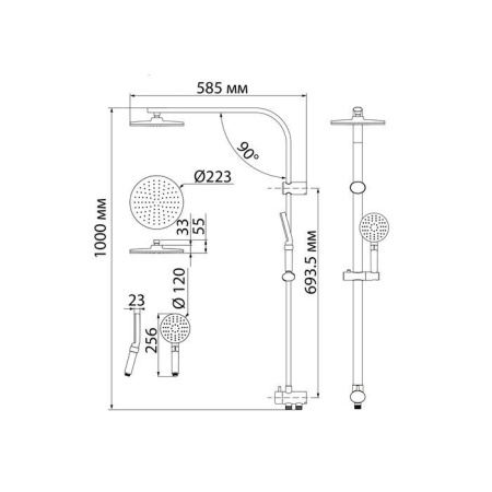 Душевой гарнитур с верхней лейкой IDDIS Swipe SWI3F97i76