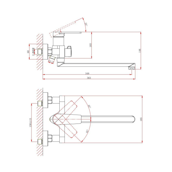 Смеситель на борт ванны D&K Bayern.Fürth DA1523305, черный