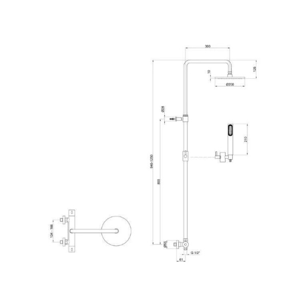 Душевая система Webert Elio EL980515560METAL, черный