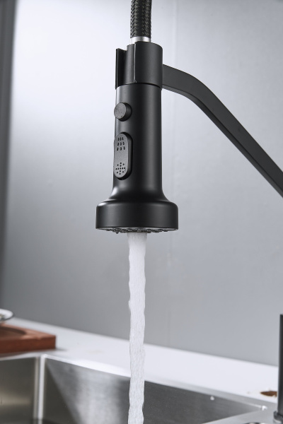 Смеситель для кухни с гибким изливом Shevanik S963H, черный