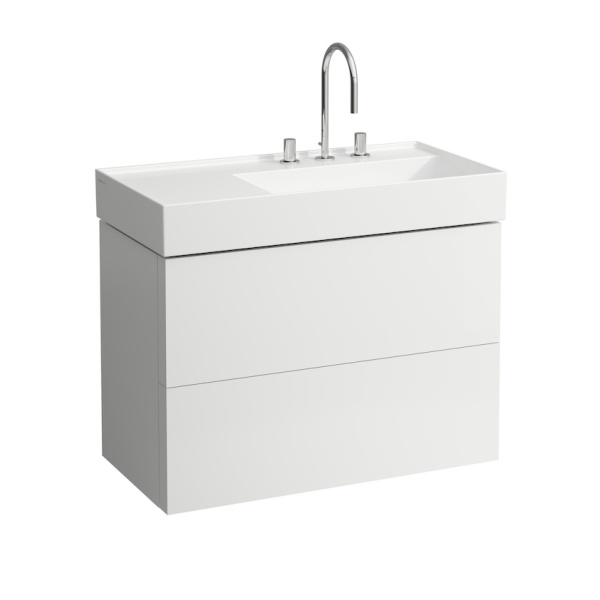 Модуль под раковину Kartell by laufen 88х45х60 см, белый матовый, 2 ящика, для раковины справа, система push-to-open 4.0760.8.033.640.1