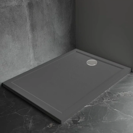 Душевой поддон Veconi Pietra AG, 1000x900x30, искусственный камень, антрацитово-серый