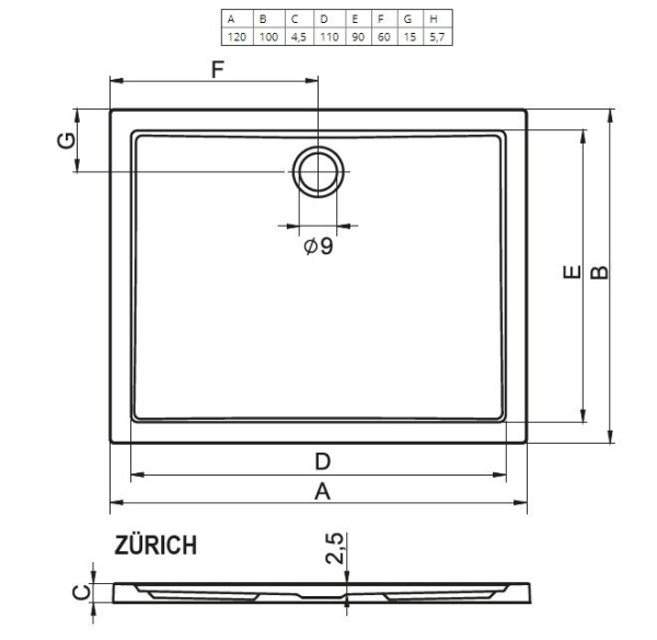 Душевой поддон Riho Zurich 120x100 DA4800500000000 белый