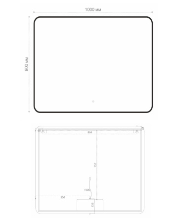 Зеркало Orange Black 100х80 с подсветкой LED, сенсор на зеркале