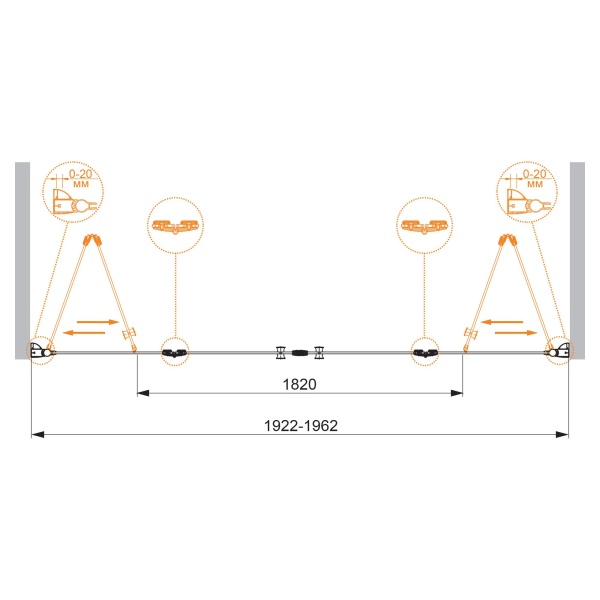 Душевая дверь CEZARES ELENA-W-BS-22-200-C-Cr