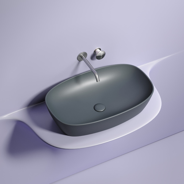 Умывальник Ceramicanova чаша накладная овальная (цвет Темно-Коричневый Матовый) 600x380x138мм