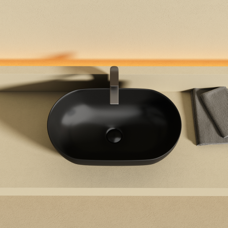 Раковина Ceramicanova Твист (Twist) накладная овальной формы 500x300x140 черный матовый CN12001MB