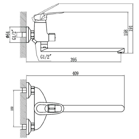 Смеситель для ванны Fmark FM2204, хром