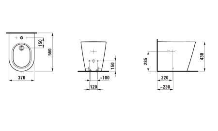 Биде Kartell by laufen 37х43 см, скрытая фиксация, напольное, без крышки 8.3233.1.000.302.1