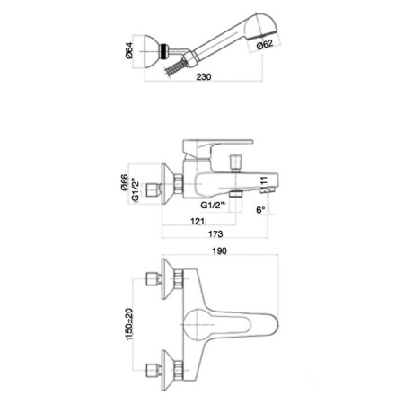 Смеситель для ванны Webert Sax Evolution SE850101015, хром