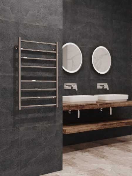 Полотенцесушитель водяной Stinox Toscana 500x800, нижнее подключение, хром, 1/2" ВР (внутренняя резьба), 8 перекладин