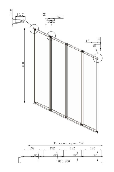 Шторка для ванны Ambassador Bath Screens 16041110L 900x1400