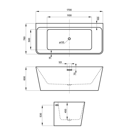 Акриловая ванна в наборе 3 в 1: пристенная ванна, ножки, экран Wellsee Bromance 231601000
