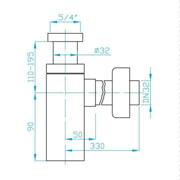 Сифон для умывальника PlastBrno EMCR004 5/4" квадратная труба, латунь