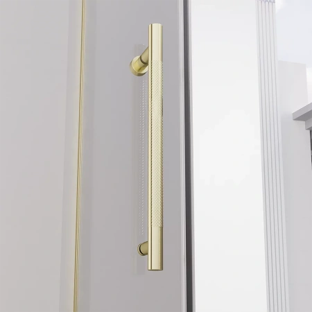 Душевая дверь распашная Veconi Premium Alassio G, 1200х2000, брашированное золото, стекло прозрачное осветленное