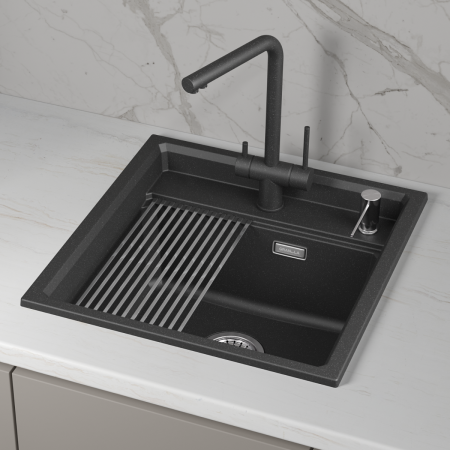 Мойка для кухни Granula Kitchen Space 5002i черный, 50х51 см, квадратная