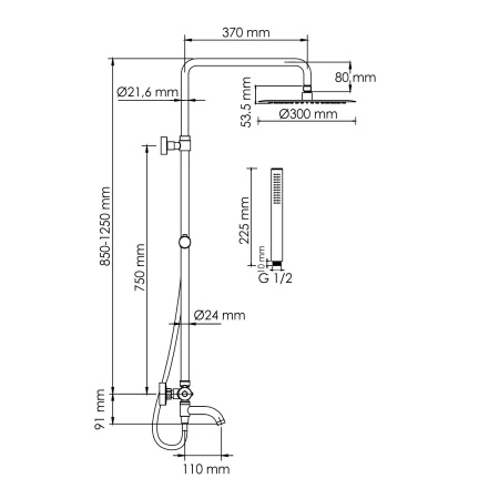 A288.160.217.BM Thermo Душевой комплект WasserKRAFT с термостатическим смесителем