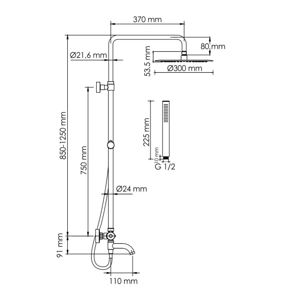 A288.160.217.BM Thermo Душевой комплект WasserKRAFT с термостатическим смесителем