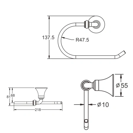 Полотенцедержатель Rose RG1206, хром