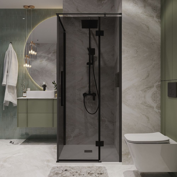 Душевое ограждение  Niagara Nova  NG-2832-34BLACK (100*100*195) квадрат, двери распашные