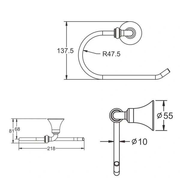 Полотенцедержатель Rose RG1206, хром