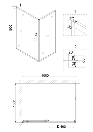 Душевое ограждение Niagara Nova NG-82-10AB-A100В 100x100x195 квадрат, дверь раздвижная