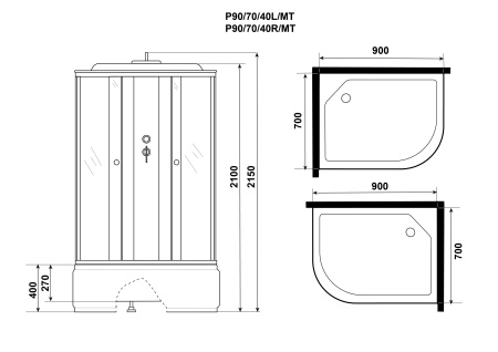 Душевая кабина Niagara Promo P90/70/40L/MT (90х70х215)