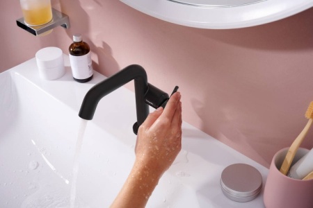 Смеситель для раковины Hansgrohe Tecturis S CoolStart EcoSmart 73320670 матовый черный 73320670