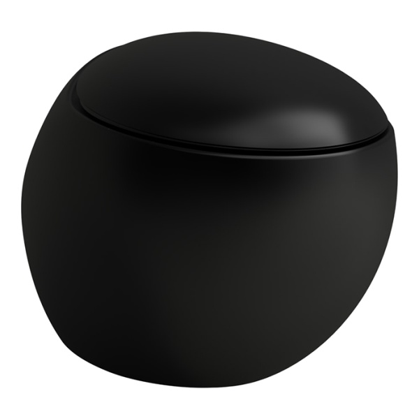 Подвесной унитаз Alessi One 39х58,5 см, с покрытием LLC, черный матовый, безободковый, без сиденья 8.2097.1.716.000.1
