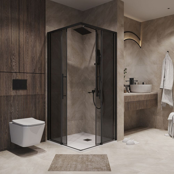 Душевое ограждение  Niagara Nova  NG-2830-34BLACK (100*100*195) квадрат, двери раздвижные