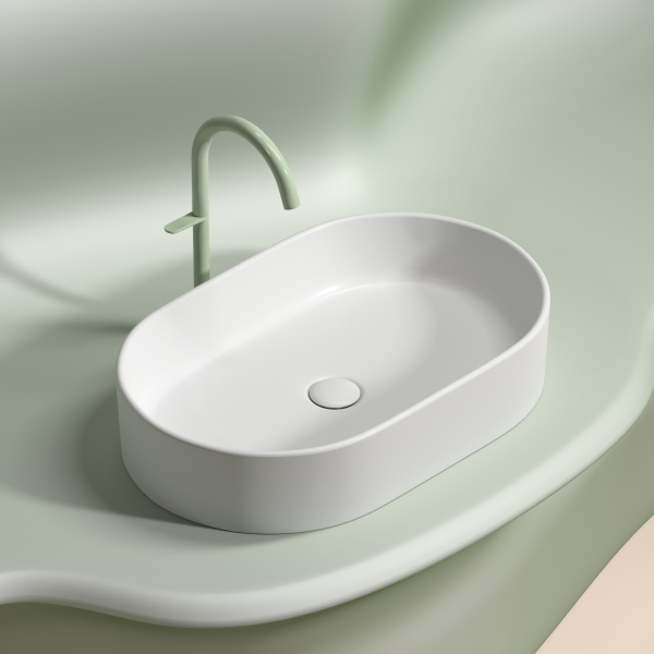 Умывальник Ceramicanova чаша накладная овальная (цвет Серый Матовый) Element 608x385x122мм