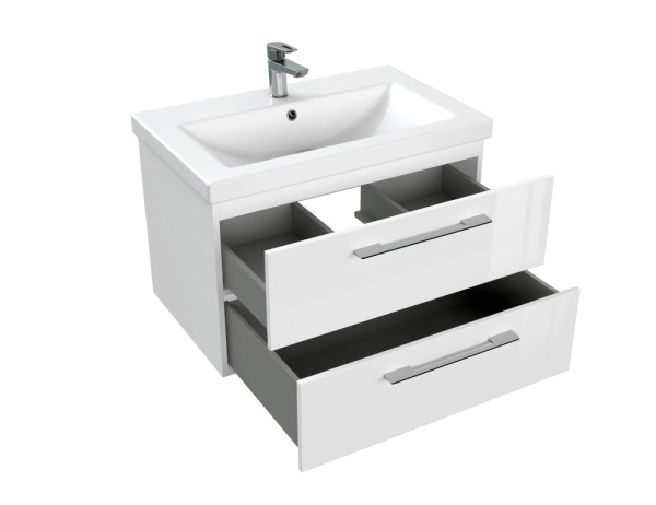 Тумба с умывальником подвесная Cersanit LARA 70 с COMO 70 белый, 64135 + S-UM-COM70/1-w